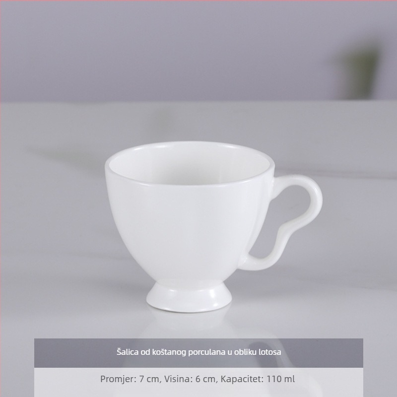 Set šalice i podloška za kavu od bone china, bijela, za ured i kućnu upotrebu