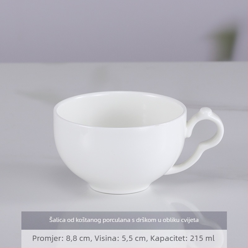 Set šalice i podloška za kavu od bone china, bijela, za ured i kućnu upotrebu
