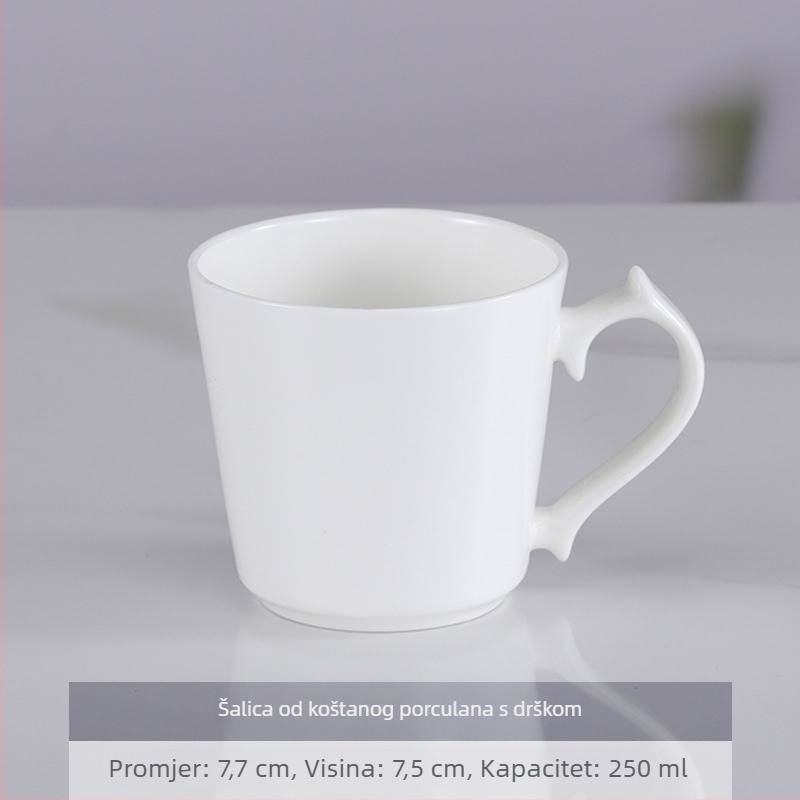 Set šalice i podloška za kavu od bone china, bijela, za ured i kućnu upotrebu