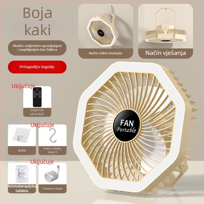 Kompaktni viseći USB ventilator za dvokatnu postelju sa mrežom protiv komaraca, tih ventilator za ured ili dom