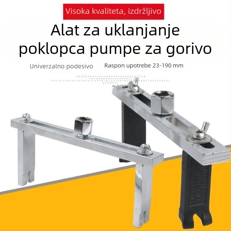 Prilagodljivi univerzalni ključ za poklop spremnika goriva, dizajn s tri ili četiri čeljusti