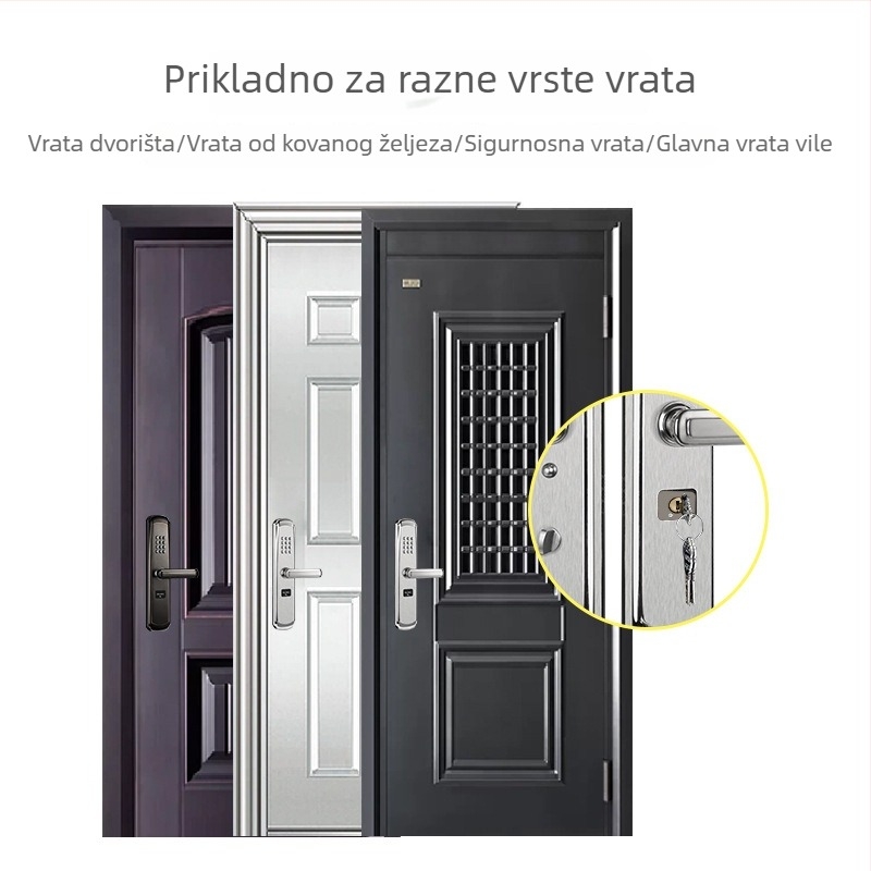 SA39 brava za vrata od nehrđajućeg čelika – 304 nehrđajućeg čelika, ručica, mehanički cilindar, za unutarnje i vanjske prostore, moderan minimalistički stil, ulazna i dvorišna vrata, kombinacijska brava