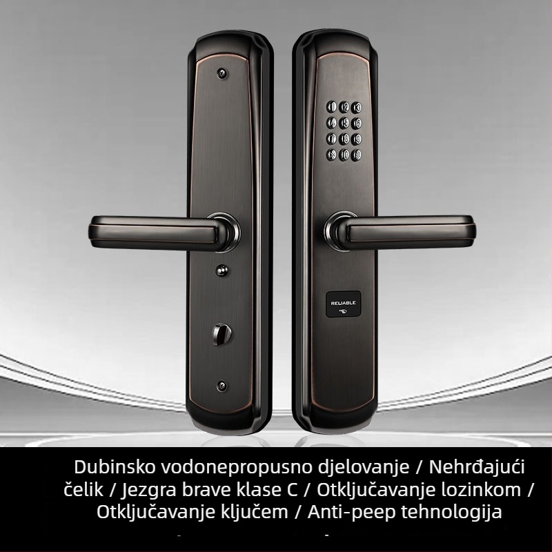 SA39 brava za vrata od nehrđajućeg čelika – 304 nehrđajućeg čelika, ručica, mehanički cilindar, za unutarnje i vanjske prostore, moderan minimalistički stil, ulazna i dvorišna vrata, kombinacijska brava