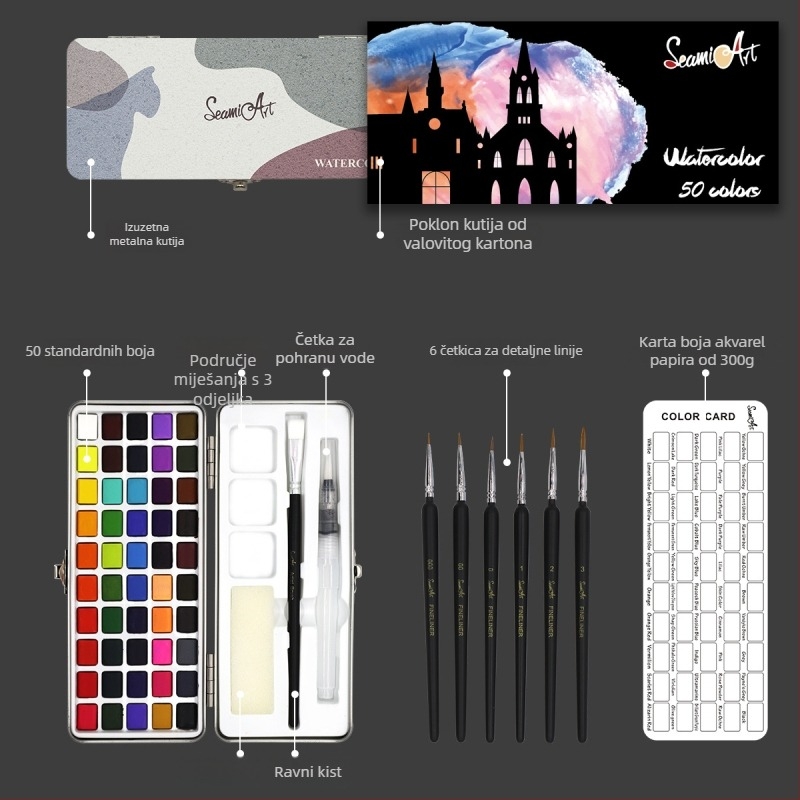 Seamiart Set akvarelnih boja – 50/72/90/100/128 boja