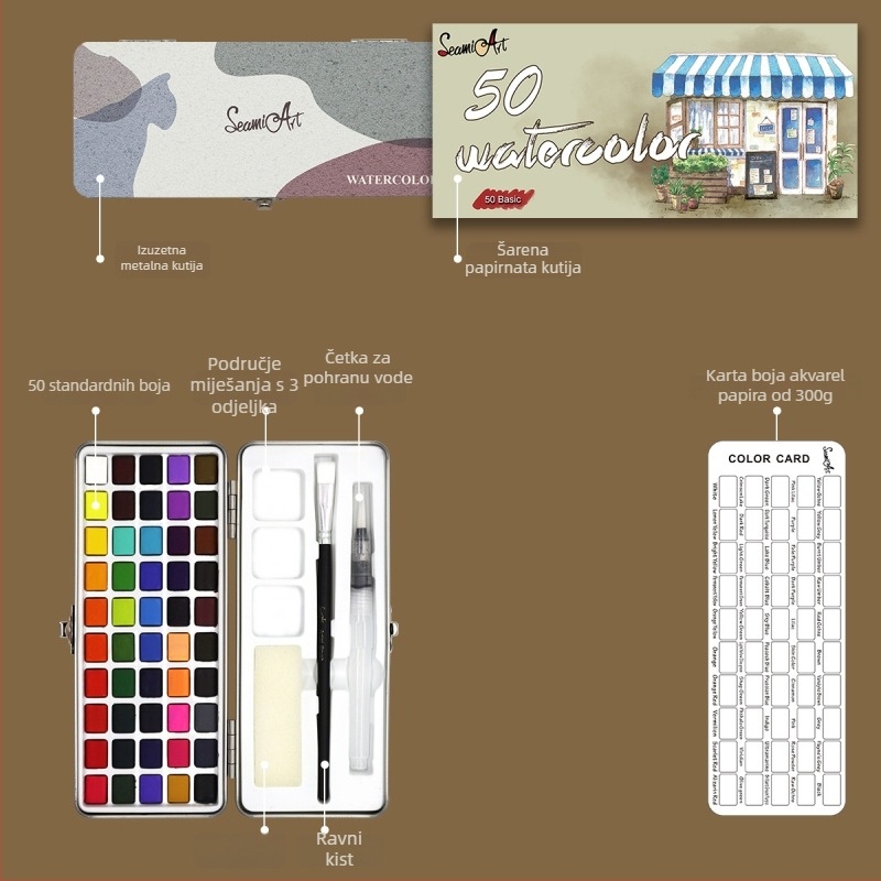 Seamiart Set akvarelnih boja – 50/72/90/100/128 boja