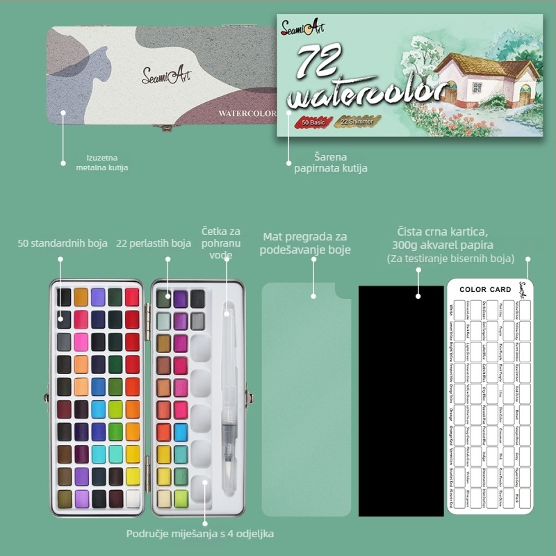 Seamiart Set akvarelnih boja – 50/72/90/100/128 boja