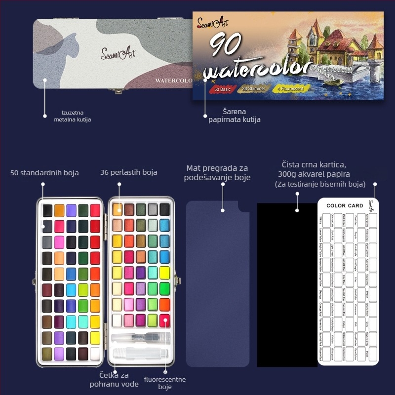 Seamiart Set akvarelnih boja – 50/72/90/100/128 boja