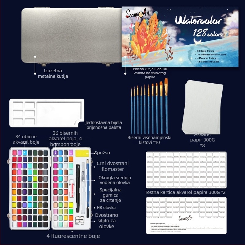 Seamiart Set akvarelnih boja – 50/72/90/100/128 boja