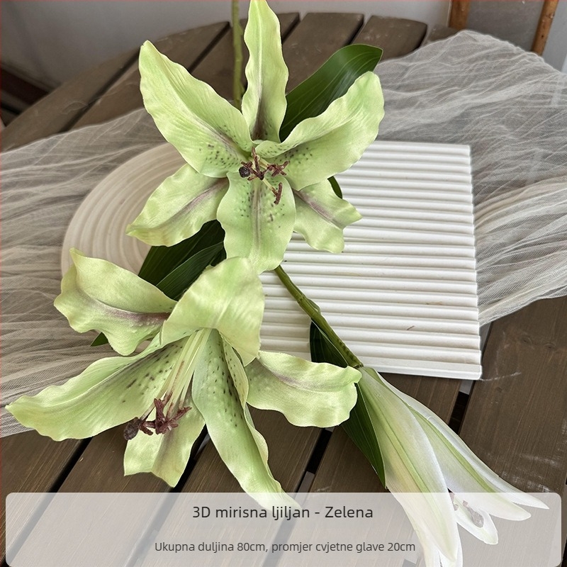 3D umjetni ljiljan za kućnu dekoraciju, vjenčanja i rekvizite za fotografiju, jedna stabljika