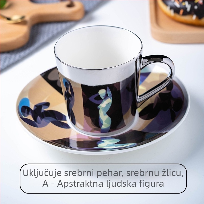 Kreativni keramički set šalice za kavu s oglednim završetkom, europski dizajn, zlatne šalice