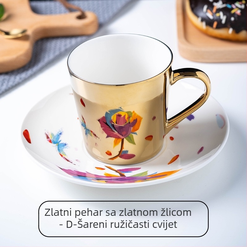 Kreativni keramički set šalice za kavu s oglednim završetkom, europski dizajn, zlatne šalice