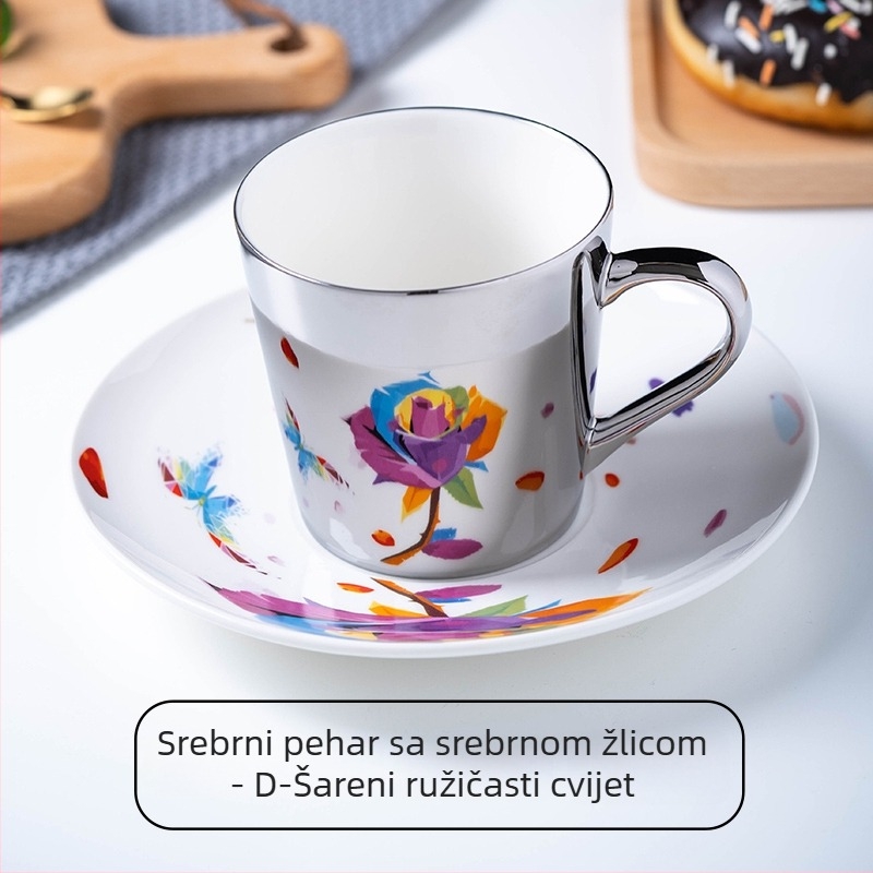 Kreativni keramički set šalice za kavu s oglednim završetkom, europski dizajn, zlatne šalice