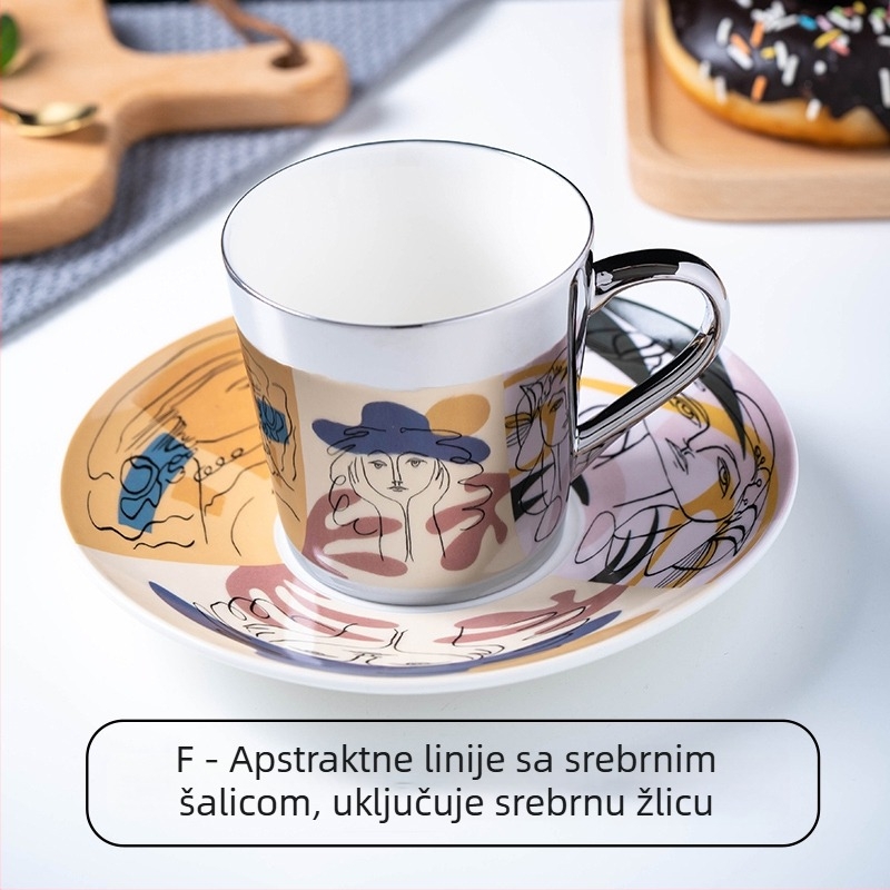 Kreativni keramički set šalice za kavu s oglednim završetkom, europski dizajn, zlatne šalice
