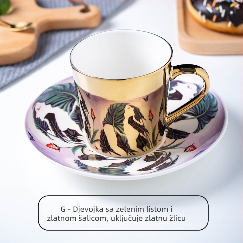 Kreativni keramički set šalice za kavu s oglednim završetkom, europski dizajn, zlatne šalice