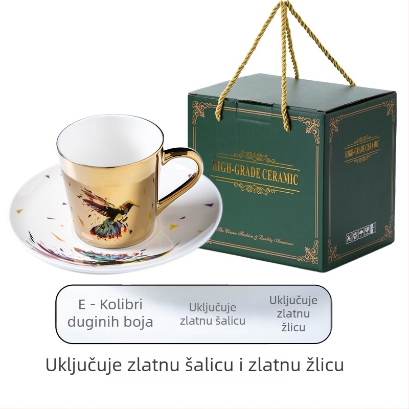 Kreativni keramički set šalice za kavu s oglednim završetkom, europski dizajn, zlatne šalice