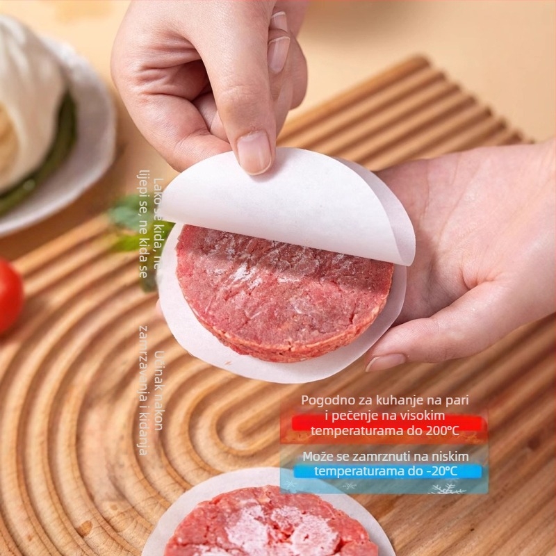 Papir za pečenje za goveđe pljeskavice, prehrambene kvalitete, premazan silikonskim uljem, neklepljiv, zamrzavanje, papir za kuhanje na pari hamburgera