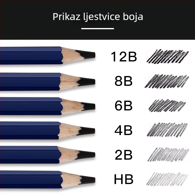 Nyoni matne grafitne olovke za crtanje 2B za skice, za učenike, bez odsjaja, HB, miješane 4B, tamni grafit