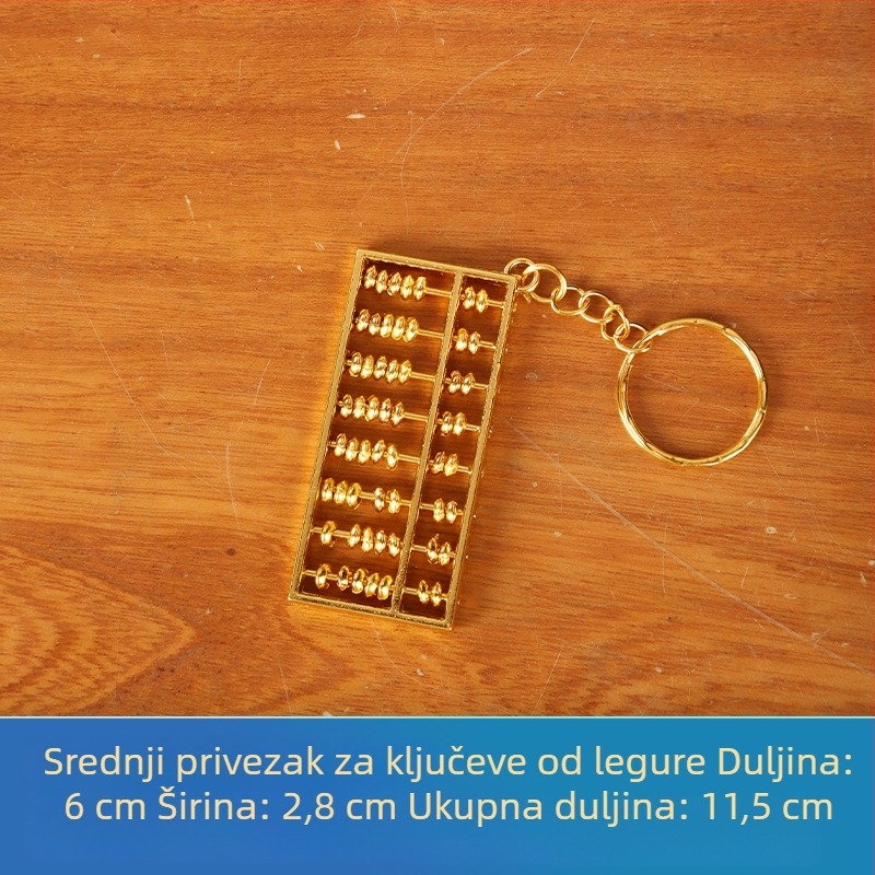 Kljucni privjesak s abakusom od legure s pozlaćenjem, putni ukras