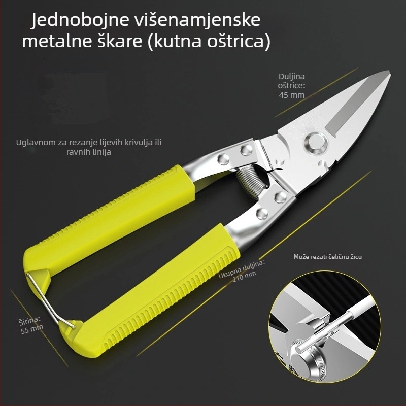 Teške škare za lim za industrijske ugrađene stropove – rezanje aluminijskih ploča, žice i lakih čeličnih nosača