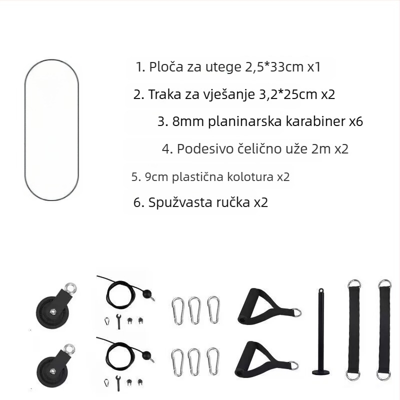 DIY paket za prilagodbu kućne opreme za fitness: visoki vučni sustav i vježbe s kablom za let s čeličnim užetom