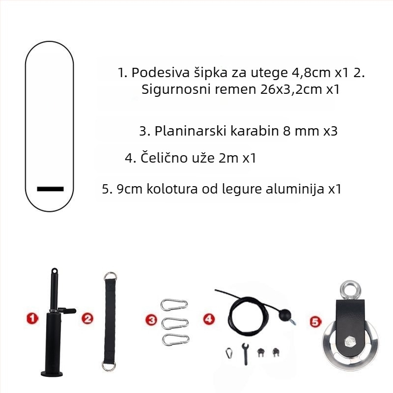 DIY paket za prilagodbu kućne opreme za fitness: visoki vučni sustav i vježbe s kablom za let s čeličnim užetom