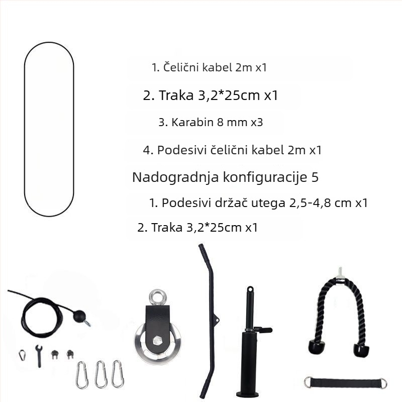 DIY paket za prilagodbu kućne opreme za fitness: visoki vučni sustav i vježbe s kablom za let s čeličnim užetom