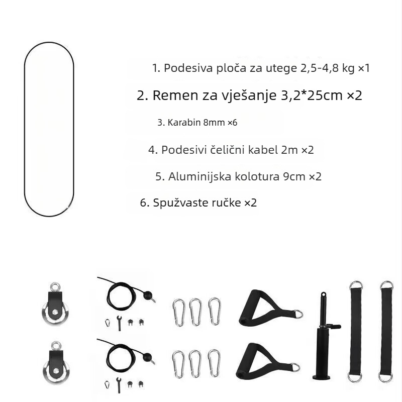 DIY paket za prilagodbu kućne opreme za fitness: visoki vučni sustav i vježbe s kablom za let s čeličnim užetom
