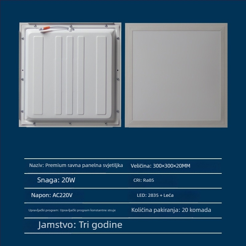 LED panel za strop 300x300/300x600, kuhinja i kupaonica, antirefleksijski ravni panel