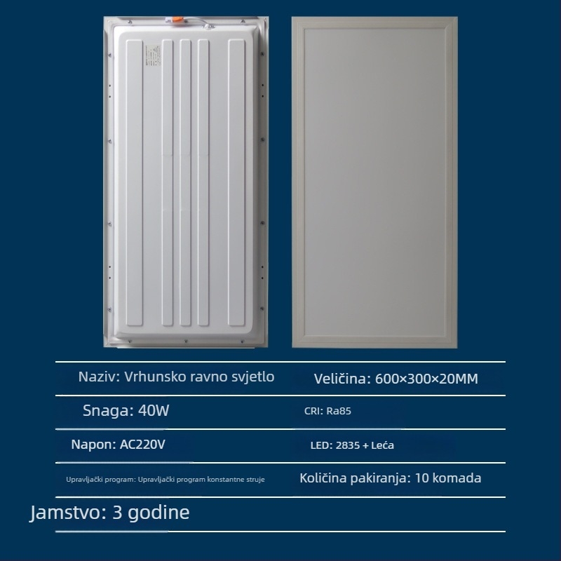 LED panel za strop 300x300/300x600, kuhinja i kupaonica, antirefleksijski ravni panel