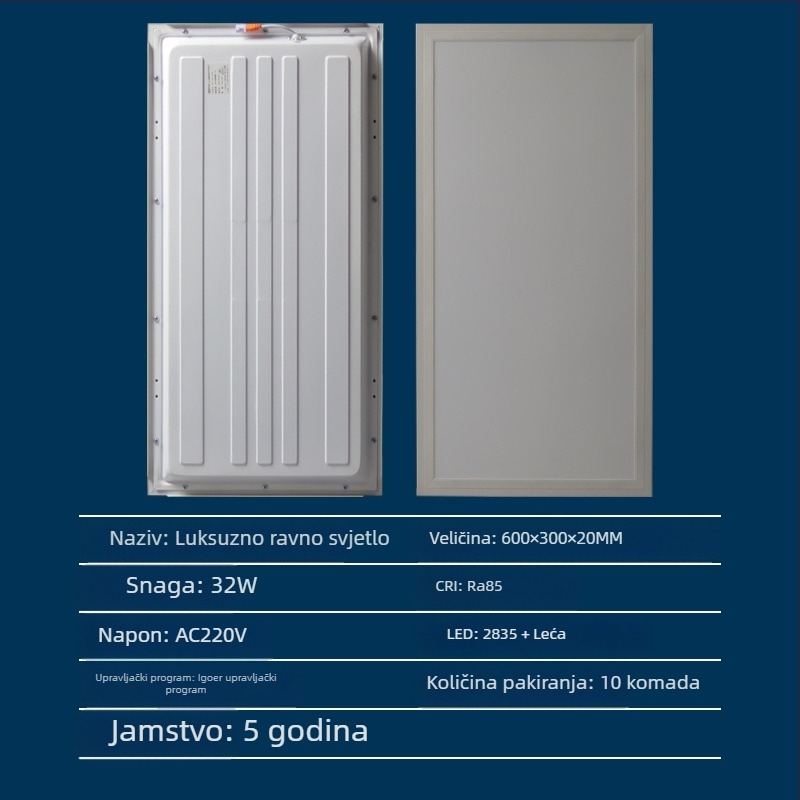 LED panel za strop 300x300/300x600, kuhinja i kupaonica, antirefleksijski ravni panel