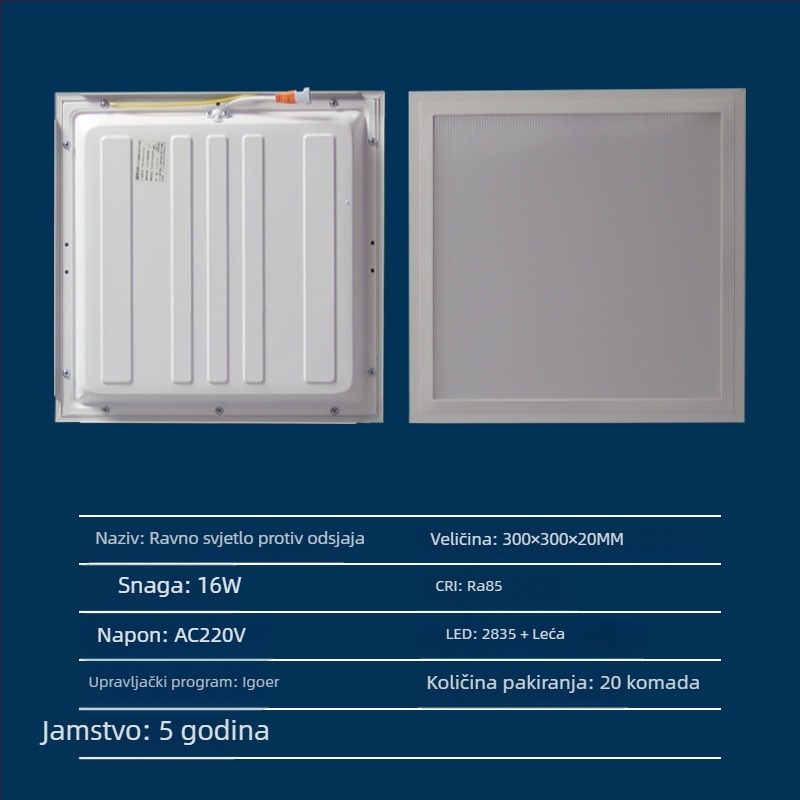 LED panel za strop 300x300/300x600, kuhinja i kupaonica, antirefleksijski ravni panel