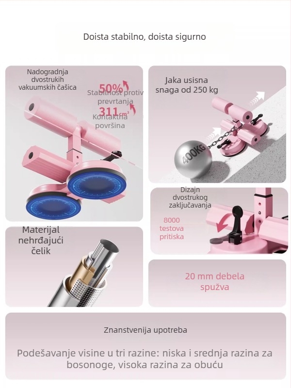 Pomoćni uređaj za trbušnjake s usisnom bazom i otporničkim pojasom