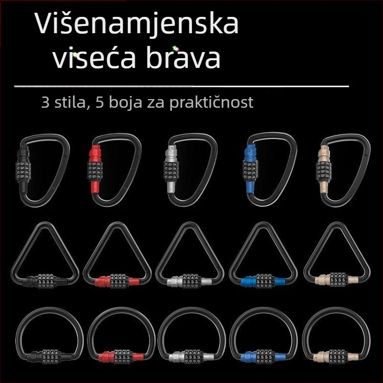 Katanac s lozinkom, U-oblik karabiner i D-oblik kuka, vodootporan vanjski sigurnosni zatvarač za kacigu i košaru električnog bicikla