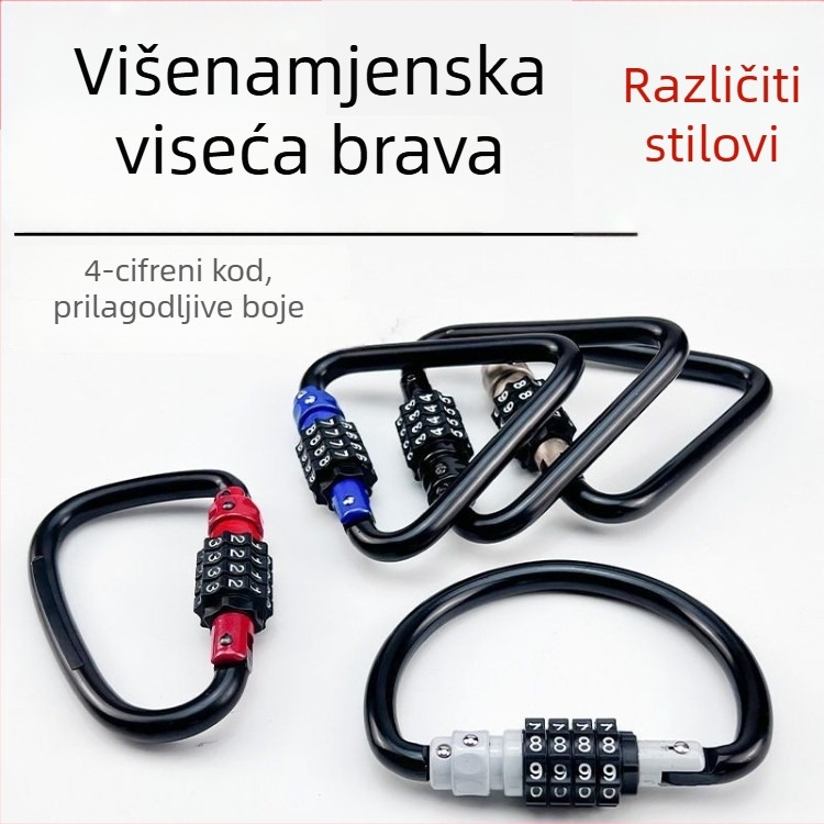 Katanac s lozinkom, U-oblik karabiner i D-oblik kuka, vodootporan vanjski sigurnosni zatvarač za kacigu i košaru električnog bicikla
