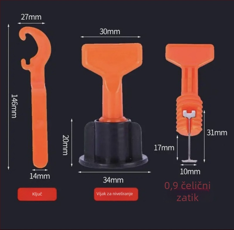 Nivelator za zidne pločice, T-oblik nivelator, plastična baza s umetkom, alat za niveliranje od novog materijala