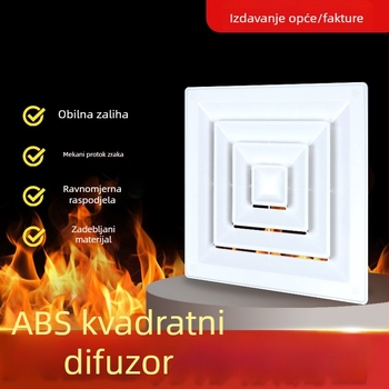 ABS difuzor za središnji klimatizacijski sustav, debeli stražnji oblik izlaza zraka, četverostrani stropni izlaz zraka s lamelama, protiv kondenzacije
