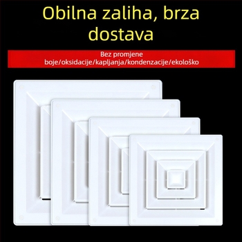 ABS difuzor za središnji klimatizacijski sustav, debeli stražnji oblik izlaza zraka, četverostrani stropni izlaz zraka s lamelama, protiv kondenzacije