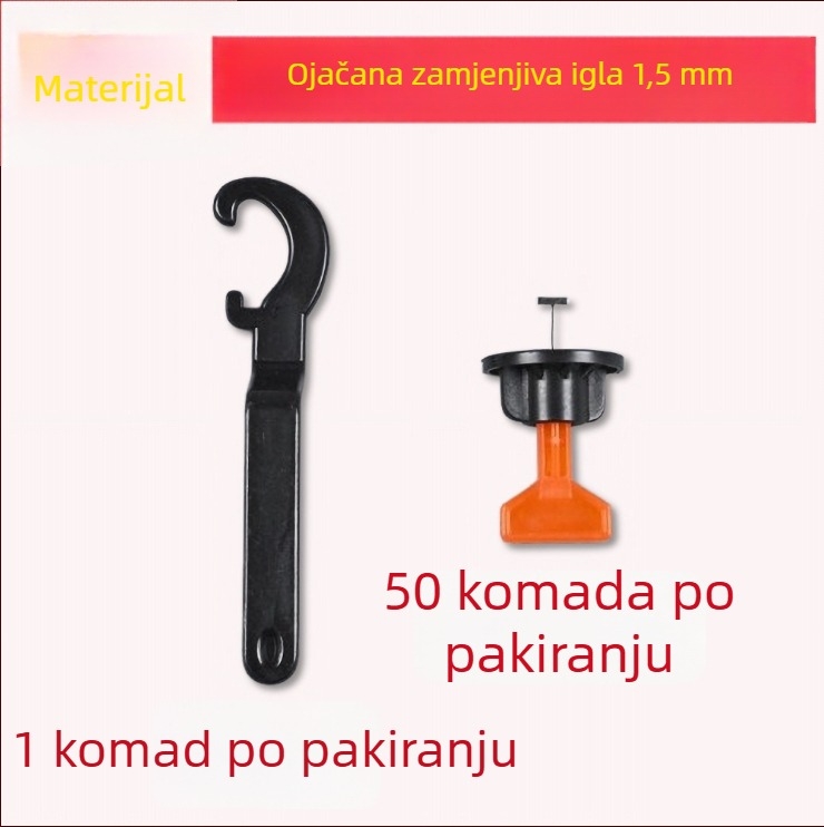 Alat za niveliranje pločica za podove s križnim klipovima i čeličnim iglama