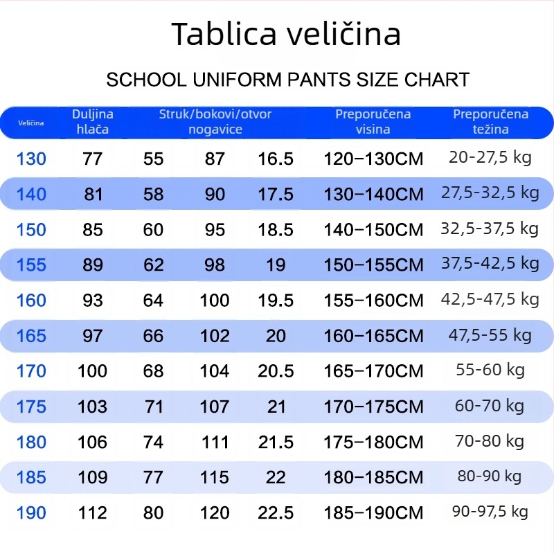 Školske hlače s flis podstavom, tmavomodre, s jednom trakom, unisex, opuštenog ravnog kroja, za učenike od osnovne do srednje škole