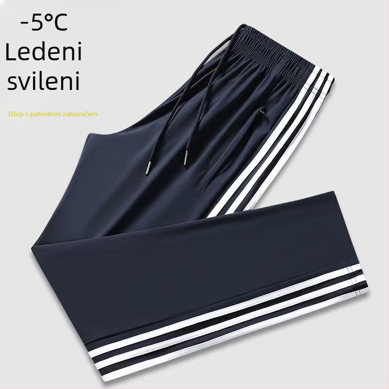 Školske hlače s flis podstavom, tmavomodre, s jednom trakom, unisex, opuštenog ravnog kroja, za učenike od osnovne do srednje škole
