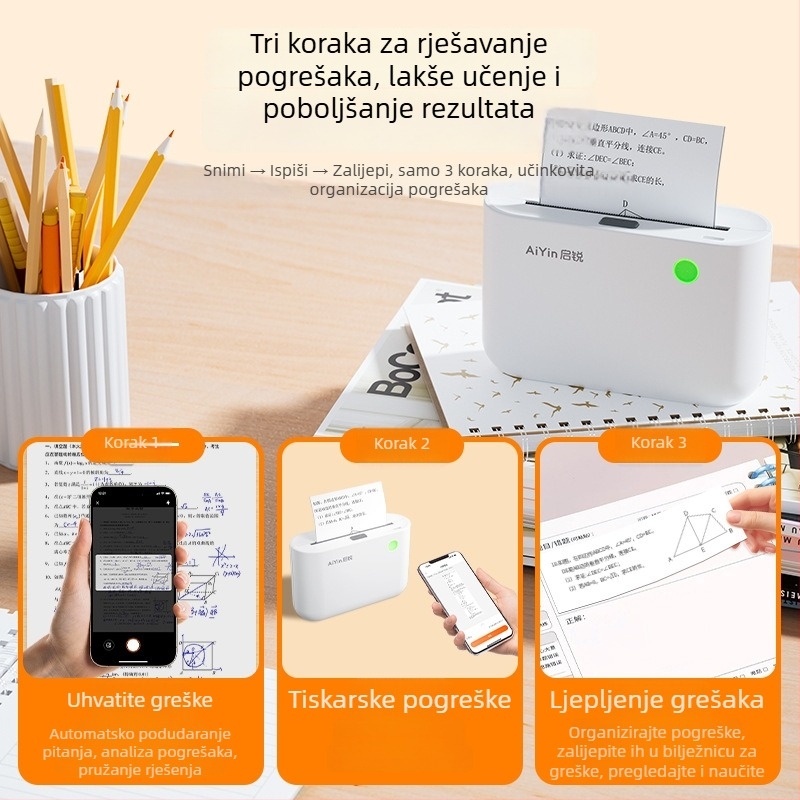 Qirui C30 širokoformatični termalni pisač za etikete, 3-inčni kućni mini pisač za ispis fotografija