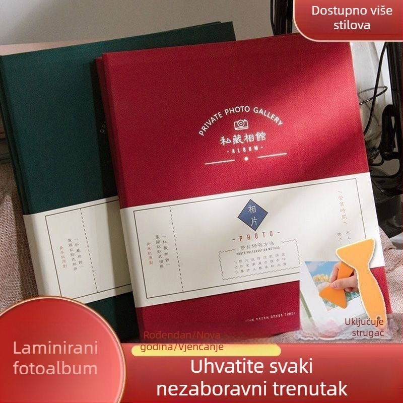 Vjenčani fotoalbum s platnenom koricom, samoljepljive stranice, ručna izrada, 50 stranica
