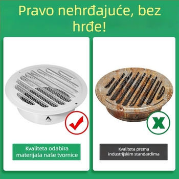 Nerđajući čelični kapak za ventilaciju s lamelama, kišni otporan izlazni poklopac, jednostruka mreža, kap za svjež zrak