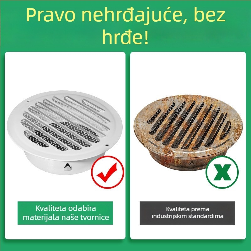 Nerđajući čelični kapak za ventilaciju s lamelama, kišni otporan izlazni poklopac, jednostruka mreža, kap za svjež zrak