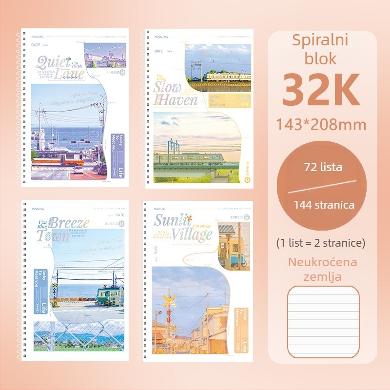 Bilježnica s dvostrukom spiralom, format B5A, debeli papir, prazne stranice, za učenike osnovne i srednje škole, za vježbanje zadataka