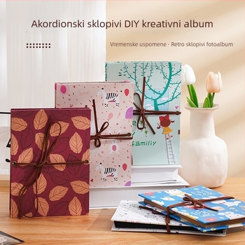 Album za fotografije u harmonika stilu – DIY ručno izrađeni, sklopivi obiteljski uspomenski album, crtani motiv