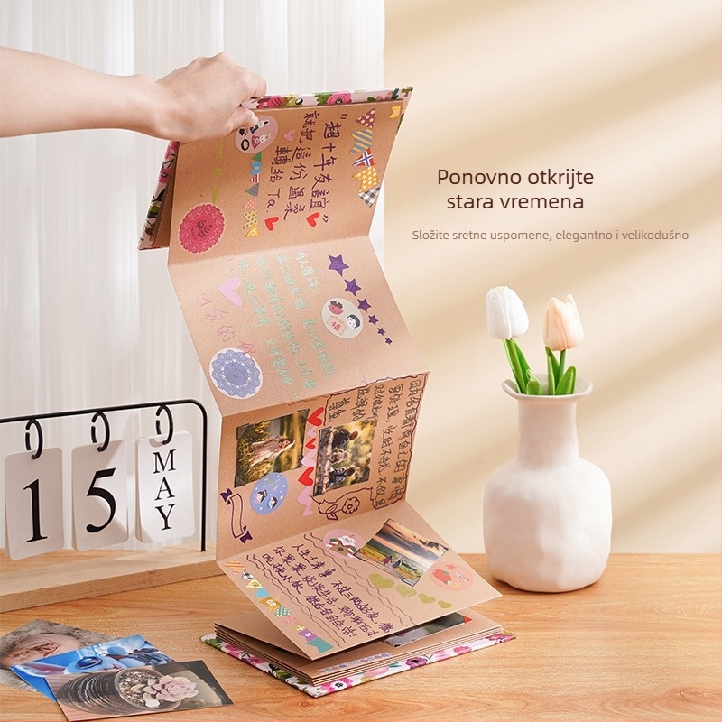 Album za fotografije u harmonika stilu – DIY ručno izrađeni, sklopivi obiteljski uspomenski album, crtani motiv