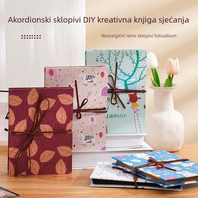 Album za fotografije u harmonika stilu – DIY ručno izrađeni, sklopivi obiteljski uspomenski album, crtani motiv