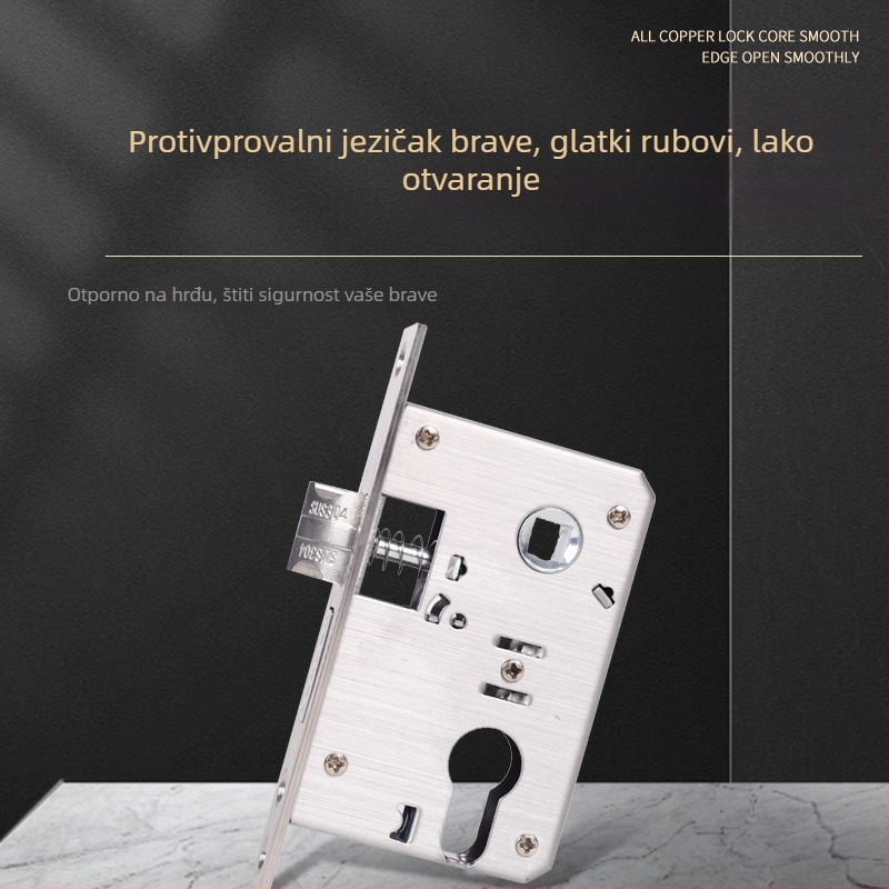 Tijelo brave od nehrđajućeg čelika za unutarnje vrata s otiskom prsta; za drvena vrata; univerzalni tip 4045; dvostruki mehanizam zaključavanja; višefunkcionalni 125.