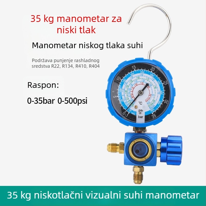 Set alata za klimatizaciju s dijafragmatskim manometrom i mjeračem rashladnog agensa za kućne i automobilne klima uređaje